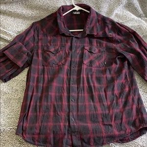 *LIKE NEW* Vans Maroon Checkered Plaid Button-Down